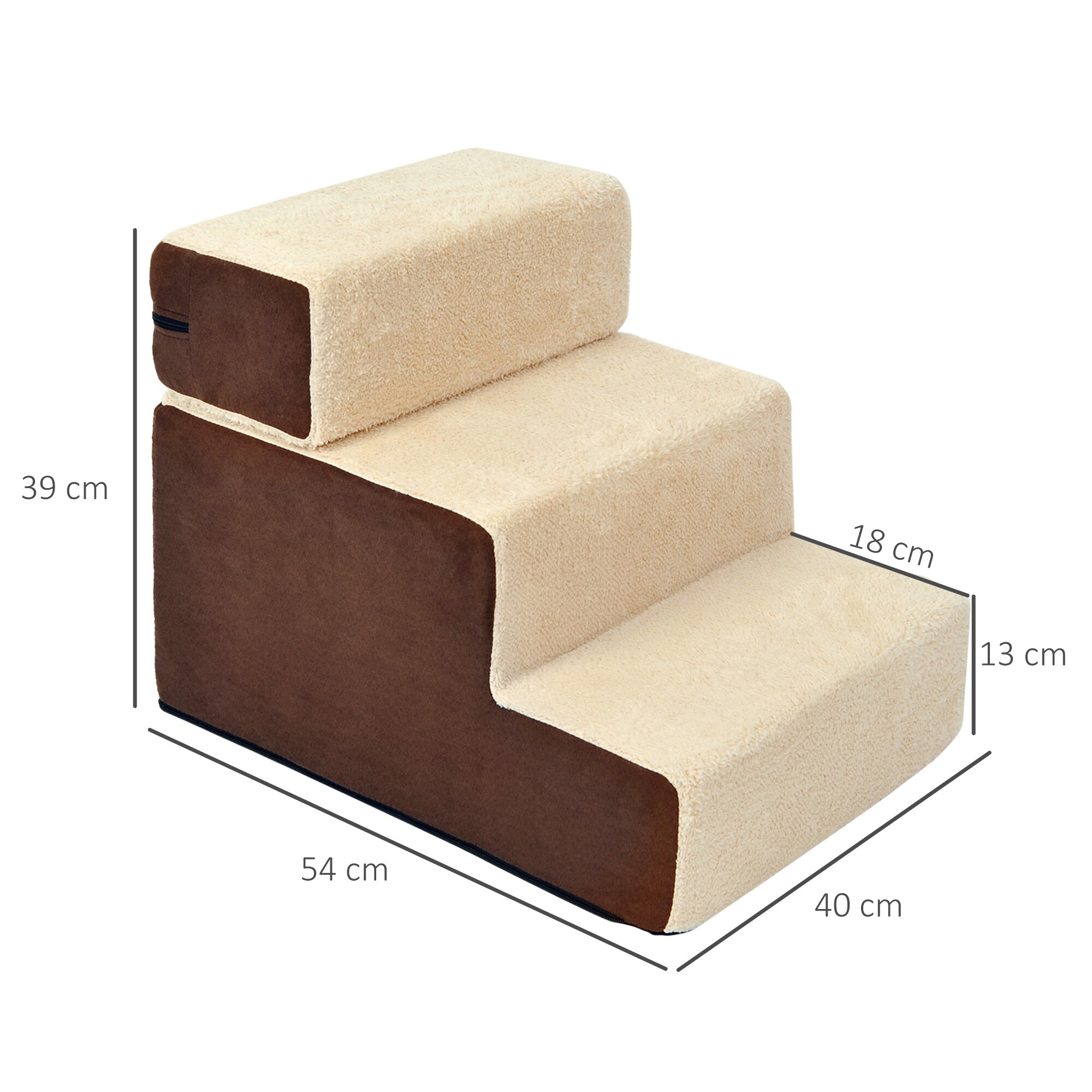 PawHut Hundetreppe mit Plüsch beige 54 x 40 x 39 cm (LxBxH)