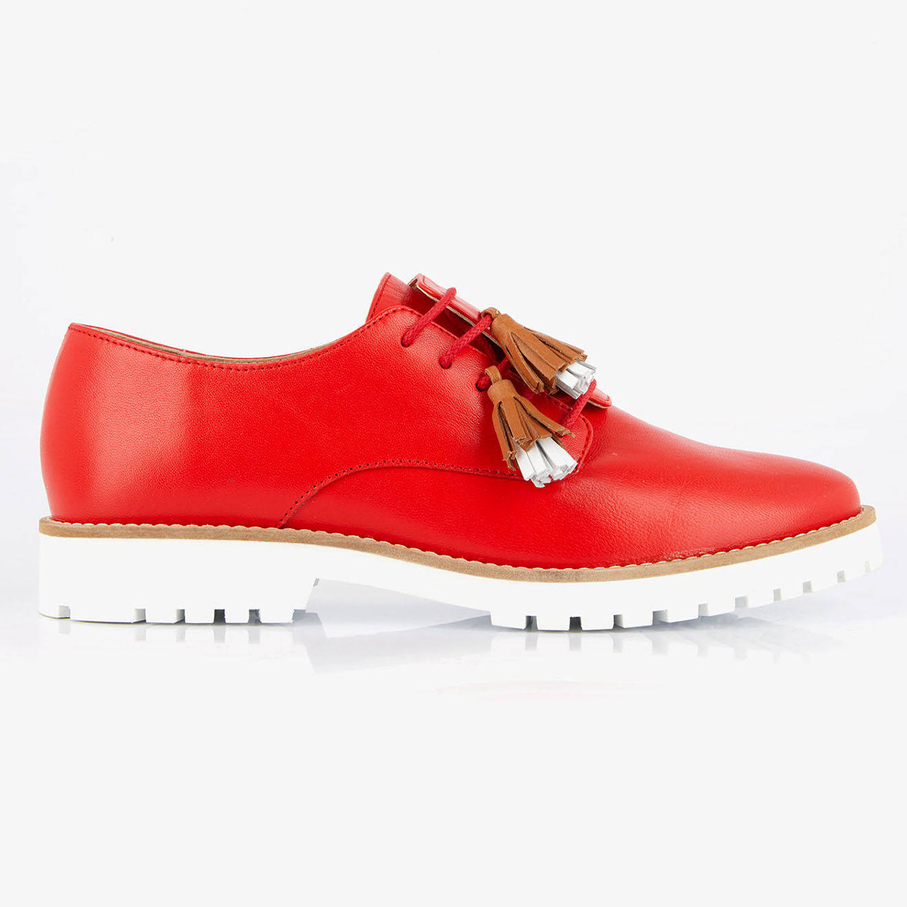 Mellow Yellow Derbies en Cuir Hoce rouges