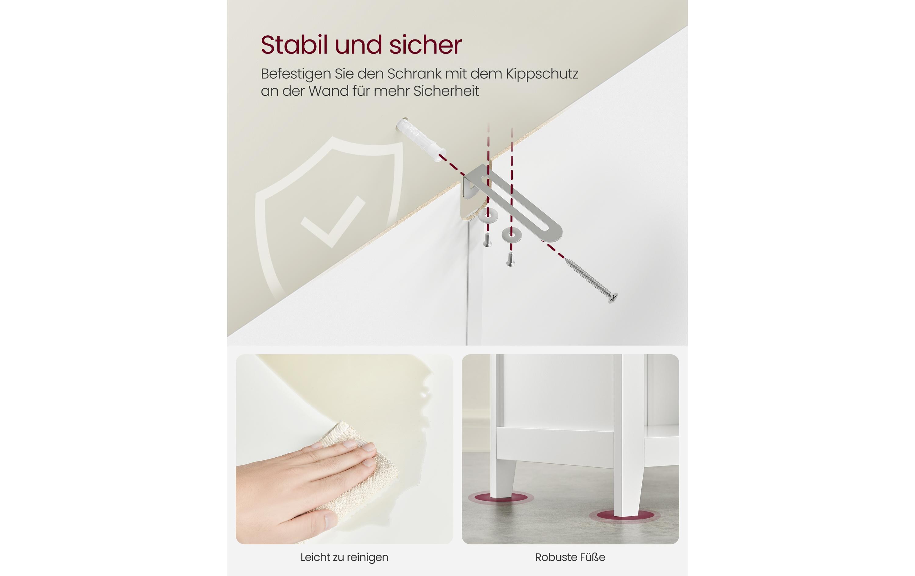 Badezimmer-Schrank 30 x 80 cm, Weiss<br>Schrank für das Badezimmer mit 2 Schubladen und 2 Körben