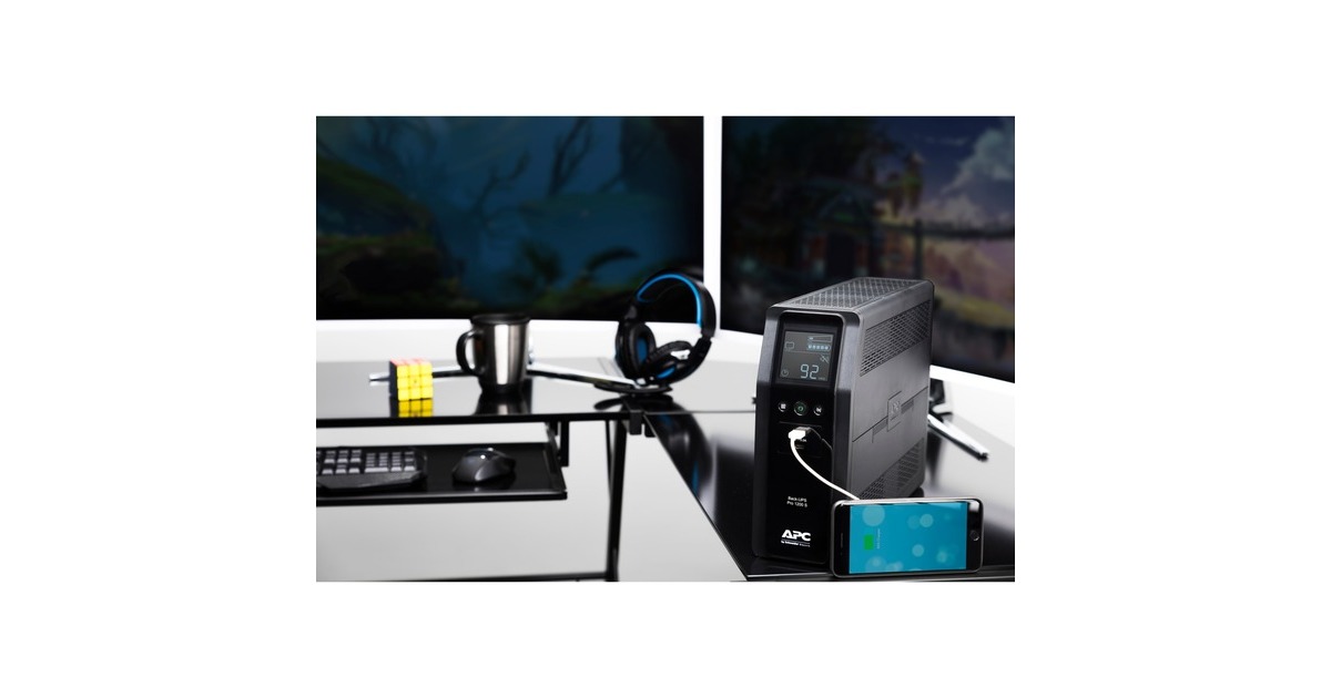APCBack-UPS PRO BR1200SI - Noodstroomvoeding ups  (Zwart, 8x C13 uitgang, 2x USB lader (type A & C), 1200VA, USB dataport)