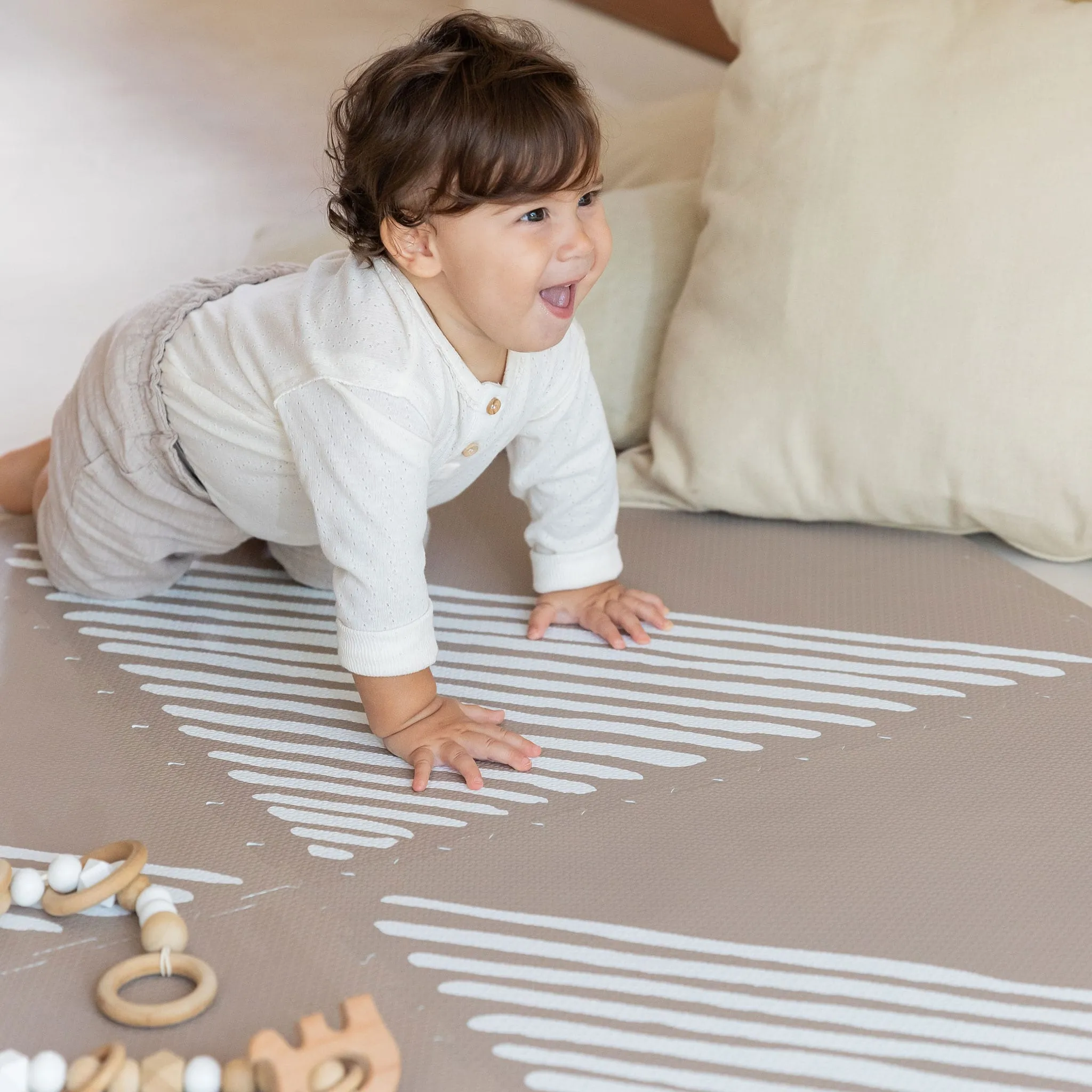 Toddlekind Tapis d'Activité - Collection Sandy Lines Tan