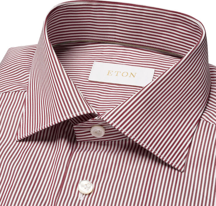 ETON Slim Fit Red Striped Elevatedtwill Shirt Rød