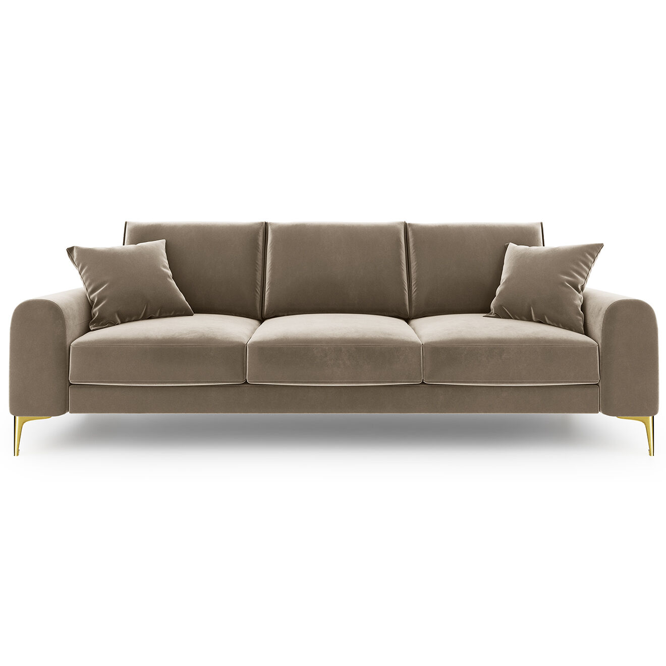 Mazzini Sofas Canapé 3 places velours madara beige - 222x102x90 cm