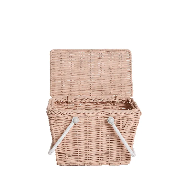 Olli Ella Panier Piki en rotin  | Rose pâle