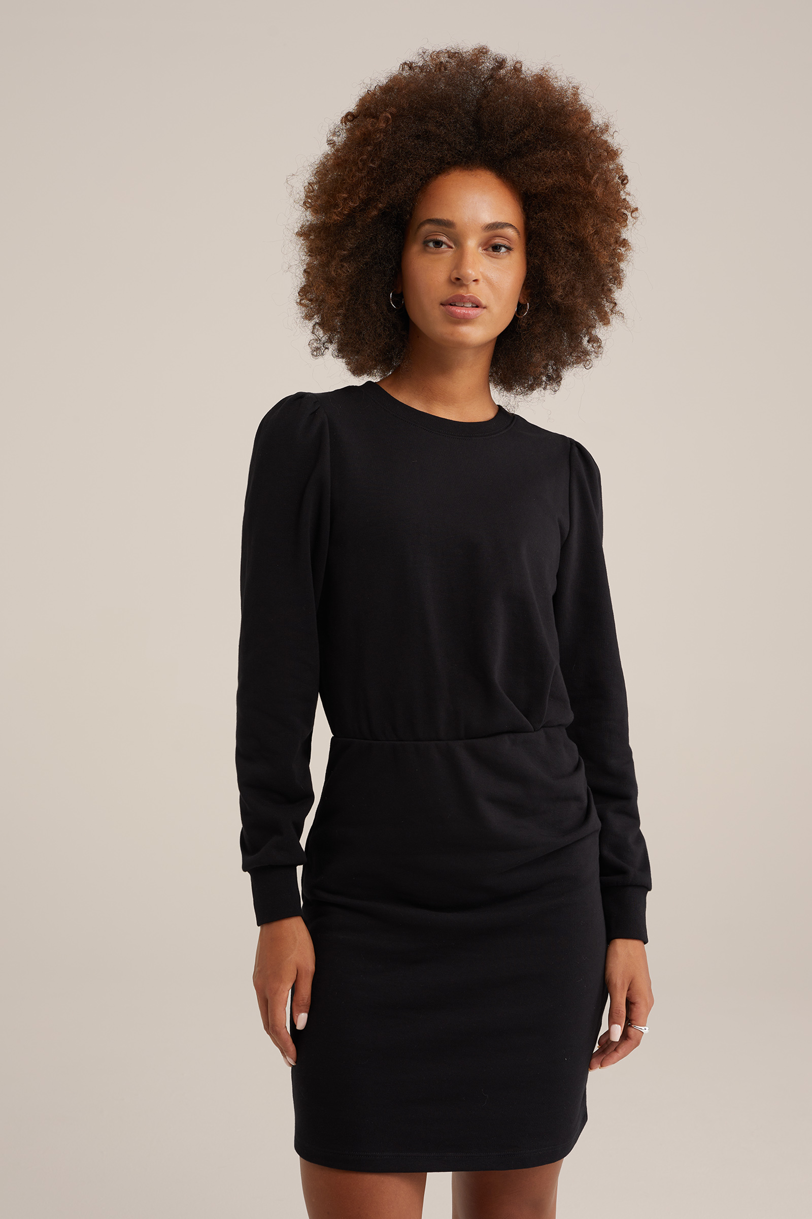 jurk met plooidetail WE Fashion Zwart
