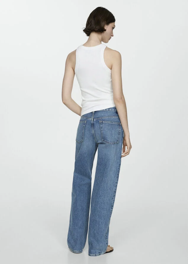 MANGO Ribbed cotton-blend top White