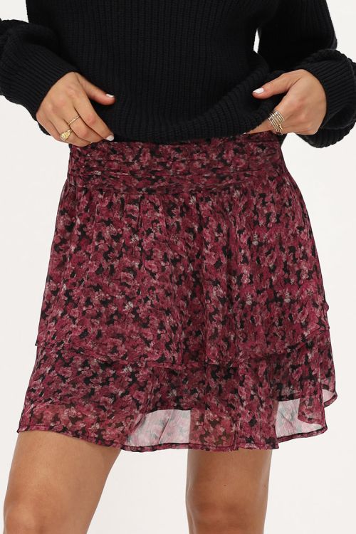 Zwart rokje met roze bloemenprint