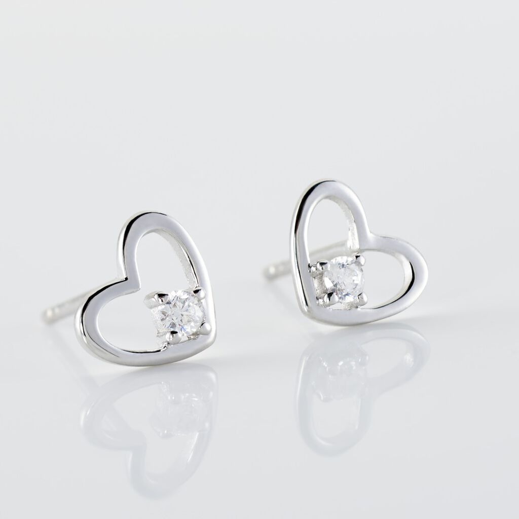 Boucles D'oreilles Puces Argent Blanc Sabino Oxydes De Zirconium