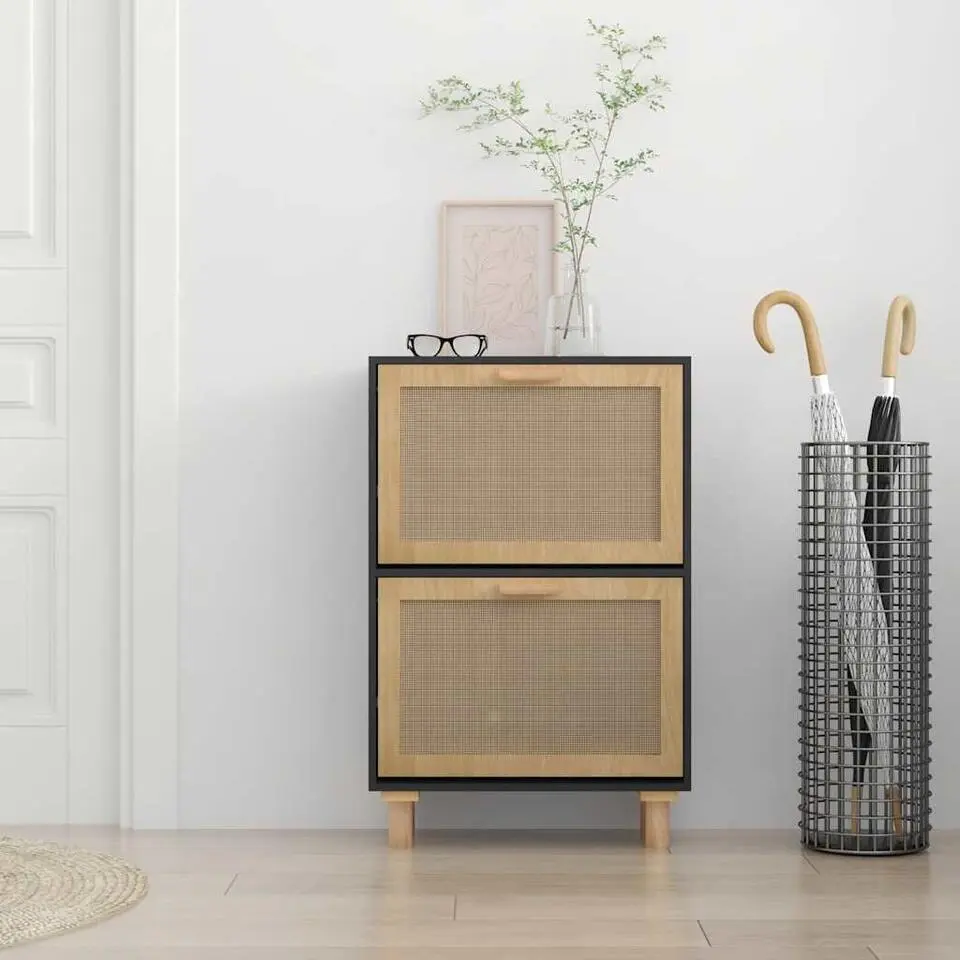 vidaXL - Schoenenrek - Zwart - Bewerkt hout