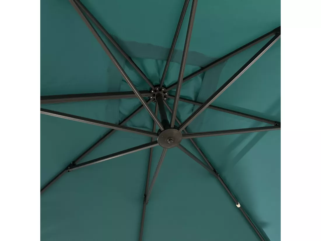 Parasol déporté MOLOKAI carré 3x3m bleu + housse - HAPPY GARDEN