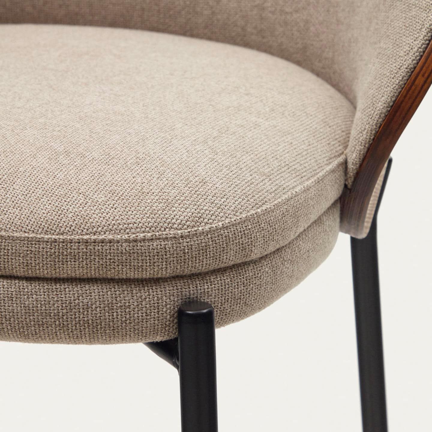 Kave Home Barhocker EAMY Chenille braun/Metall schwarz