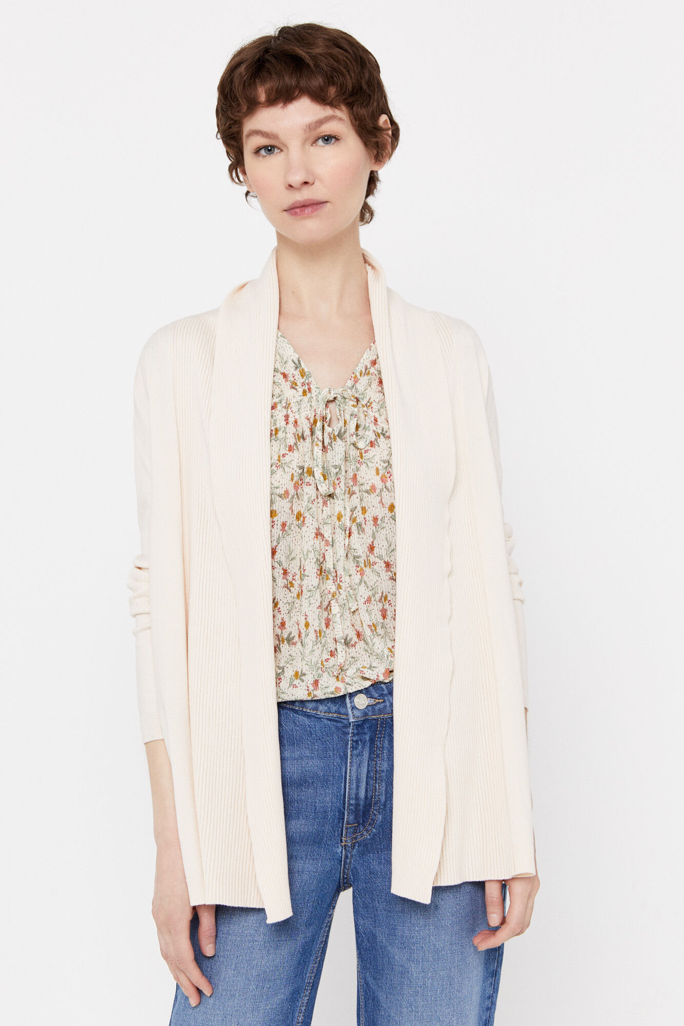 Chaqueta cuello bufanda - Marfil