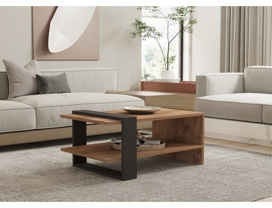 CONCEPT1 - Table basse Oeufs chene anthracite 80 x 55 x h35cm
