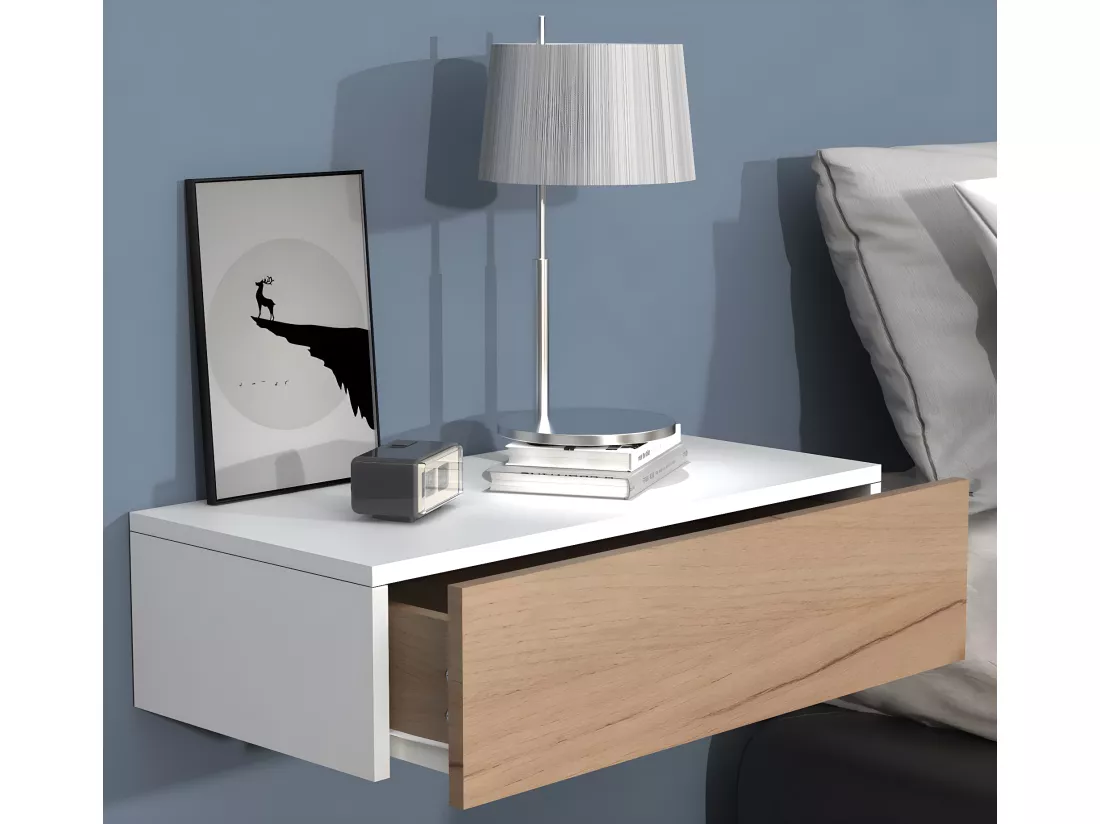 Table de nuit murale suspendue en bois Usal M 60 cm