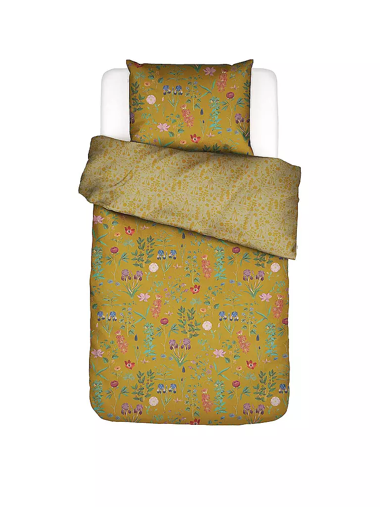 ESSENZA Satin-Bettwäsche MARIGOLD 70x90cm/140x200cm Flower Ochre gold