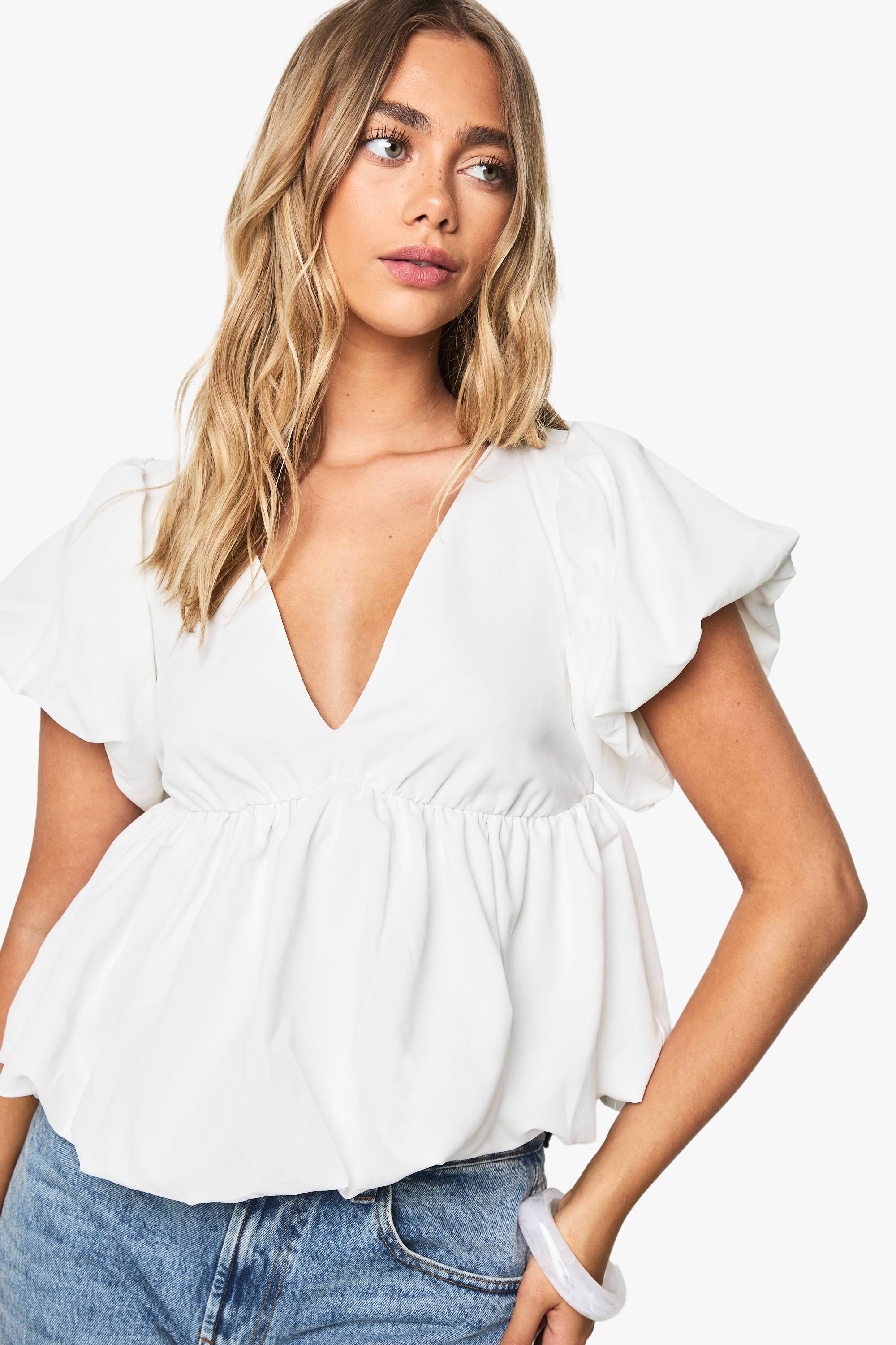 boohoo Top en popeline Puffball