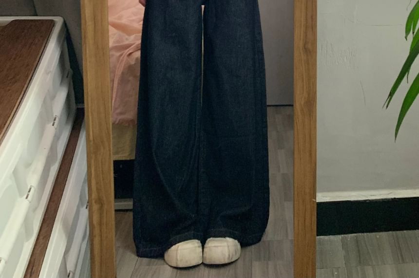 Porstina - High Rise Washed Wide Leg Jeans