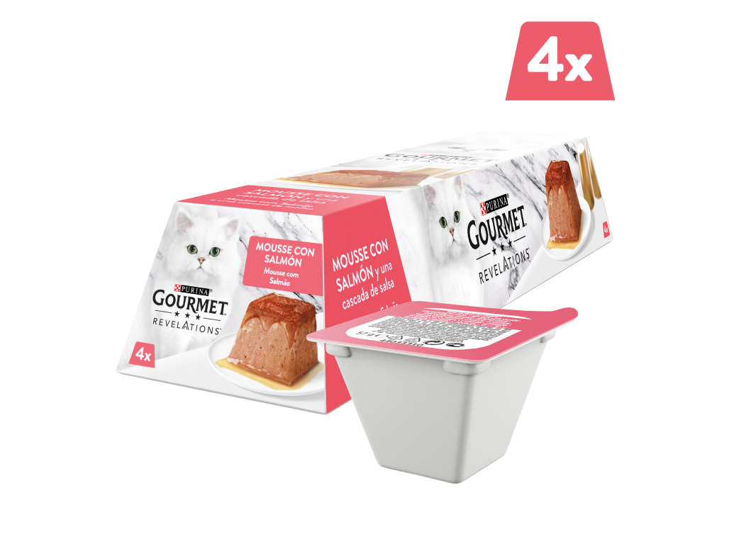 COMIDA HÚMIDA PARA GATO GOURMET REVELATIONS SALMÃO 4X57G