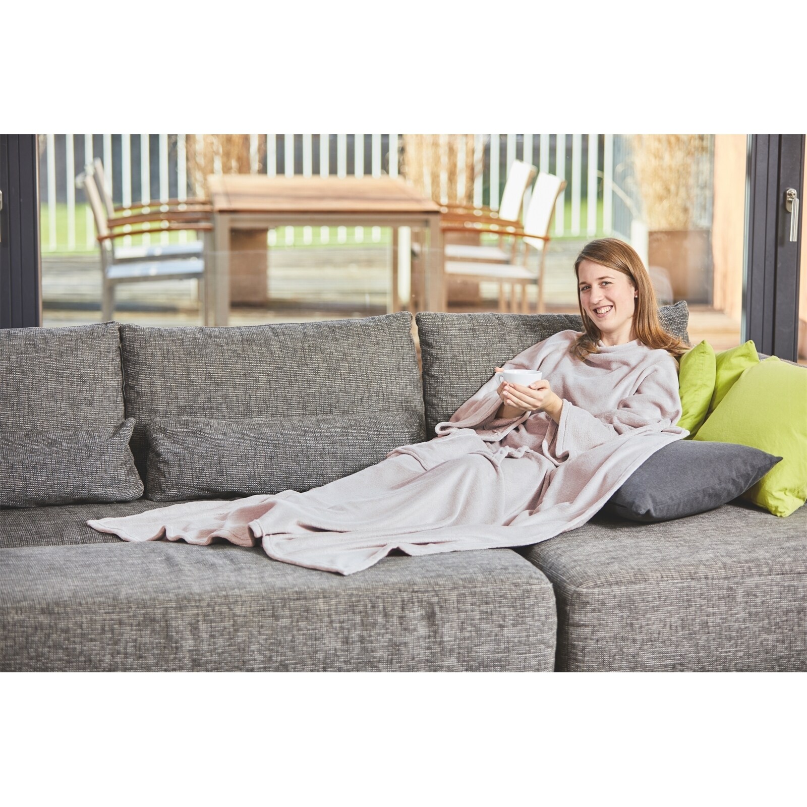 HTI-Living TV-Kuscheldecke Taupe Microfaser