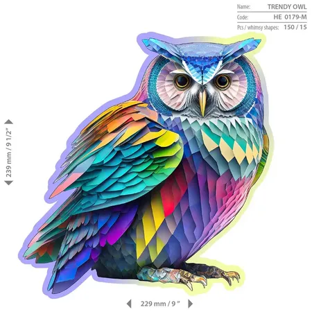 Wooden City Puzzle aus Holz - Trendy Owl, 150 Teile