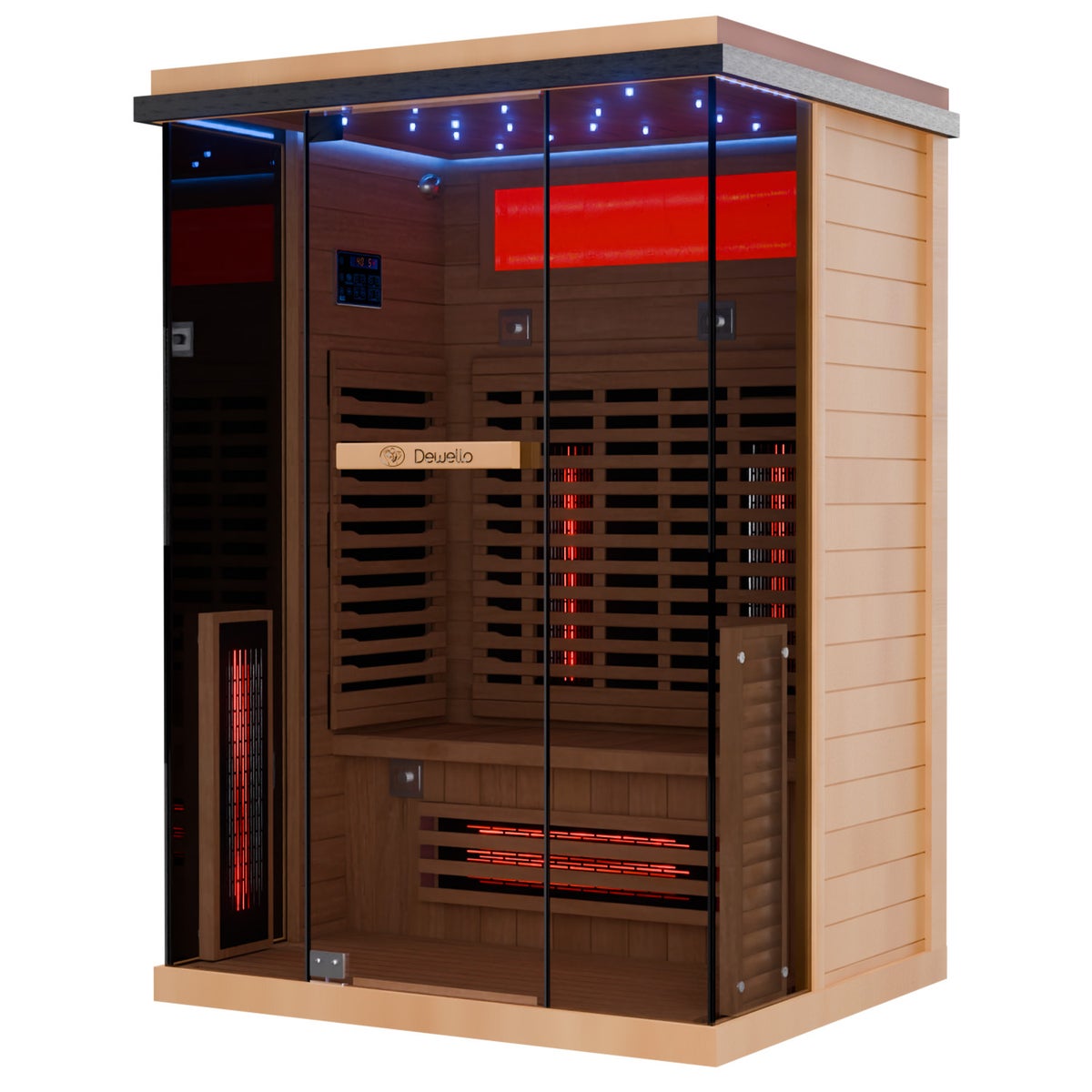 Dewello® Infraroodcabine Infraroodsauna KENORA 130cm x 105cm incl. 5 full spectrum emitters, 3 koolstof emitters, LED