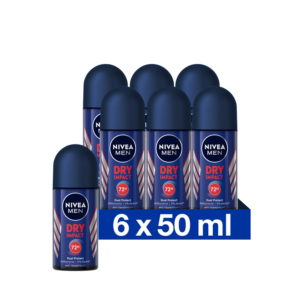 6x Nivea Men Deodorant Roller Dry Impact50 ml