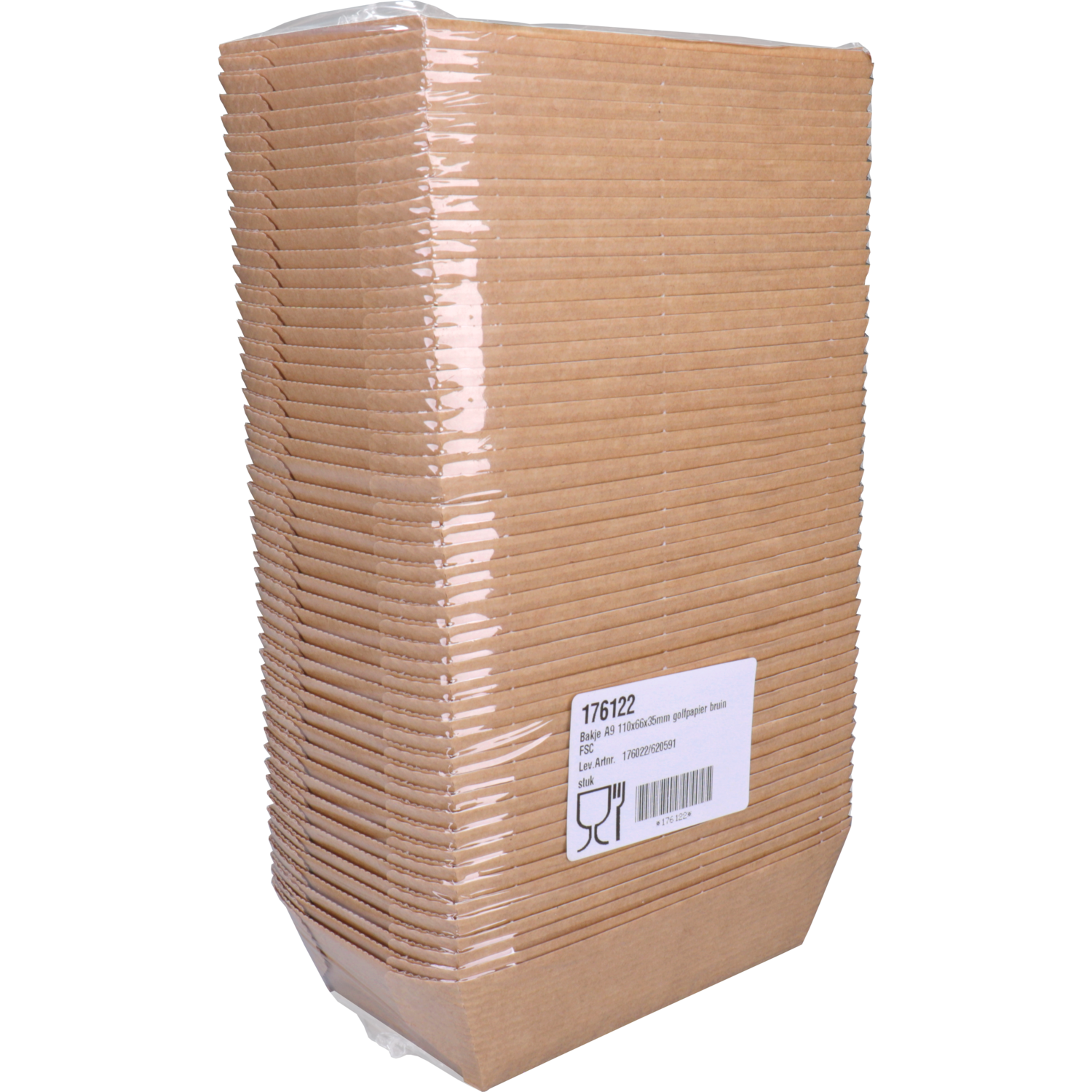 Depa Bak, Ersatzpapier, A9, Golfpapieren snacklijn, snackbak, 110x66x35mm, bruin