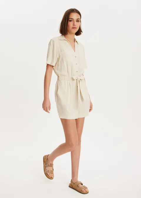 Linnen mix playsuit zand (ZND.L)