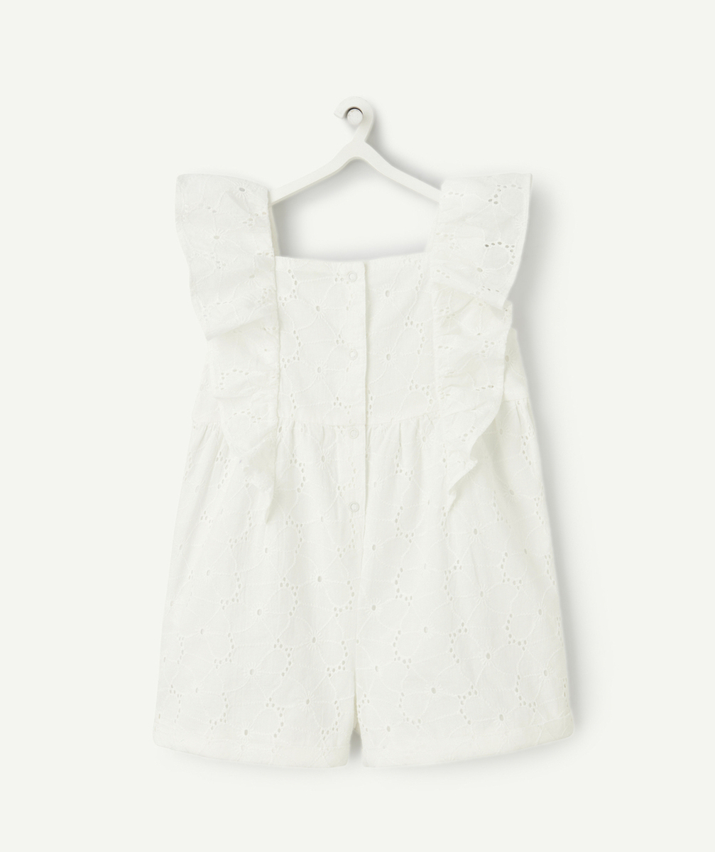 COMBINAISON BÉBÉ FILLE BLANCHE AVEC BRODERIES FLEURS