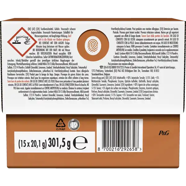 Vollwaschmittel Flüssig All-in-1 Pods Orangenblüte & Pfirsich 15WL