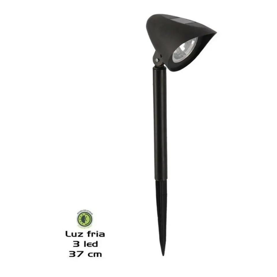 Gerimport - Solar tuinlamp - zwart - LED - oplaadbaar - H37cm