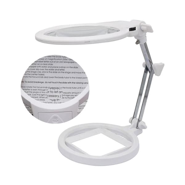 Sammenleggbar stor forstørrelsesglass med LED-lampe 2,5 x 130mm