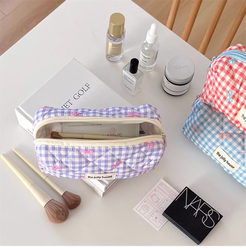 Minbrogy - Letterapplicatie geruite etui make-uptas