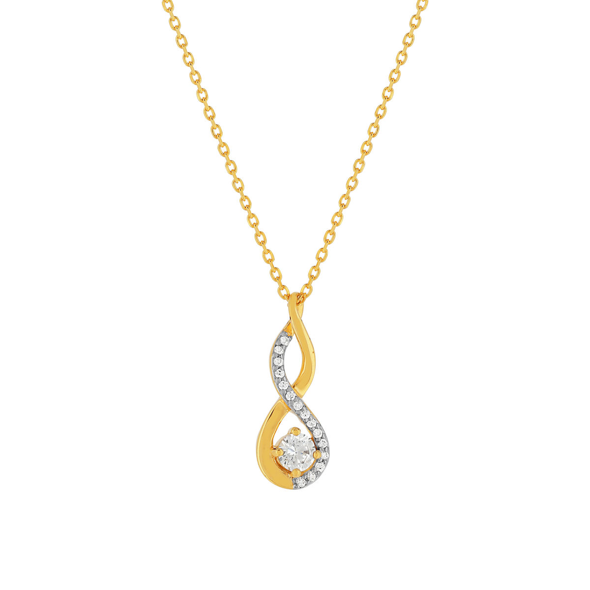 Collier plaqué or zirconias 45 cm