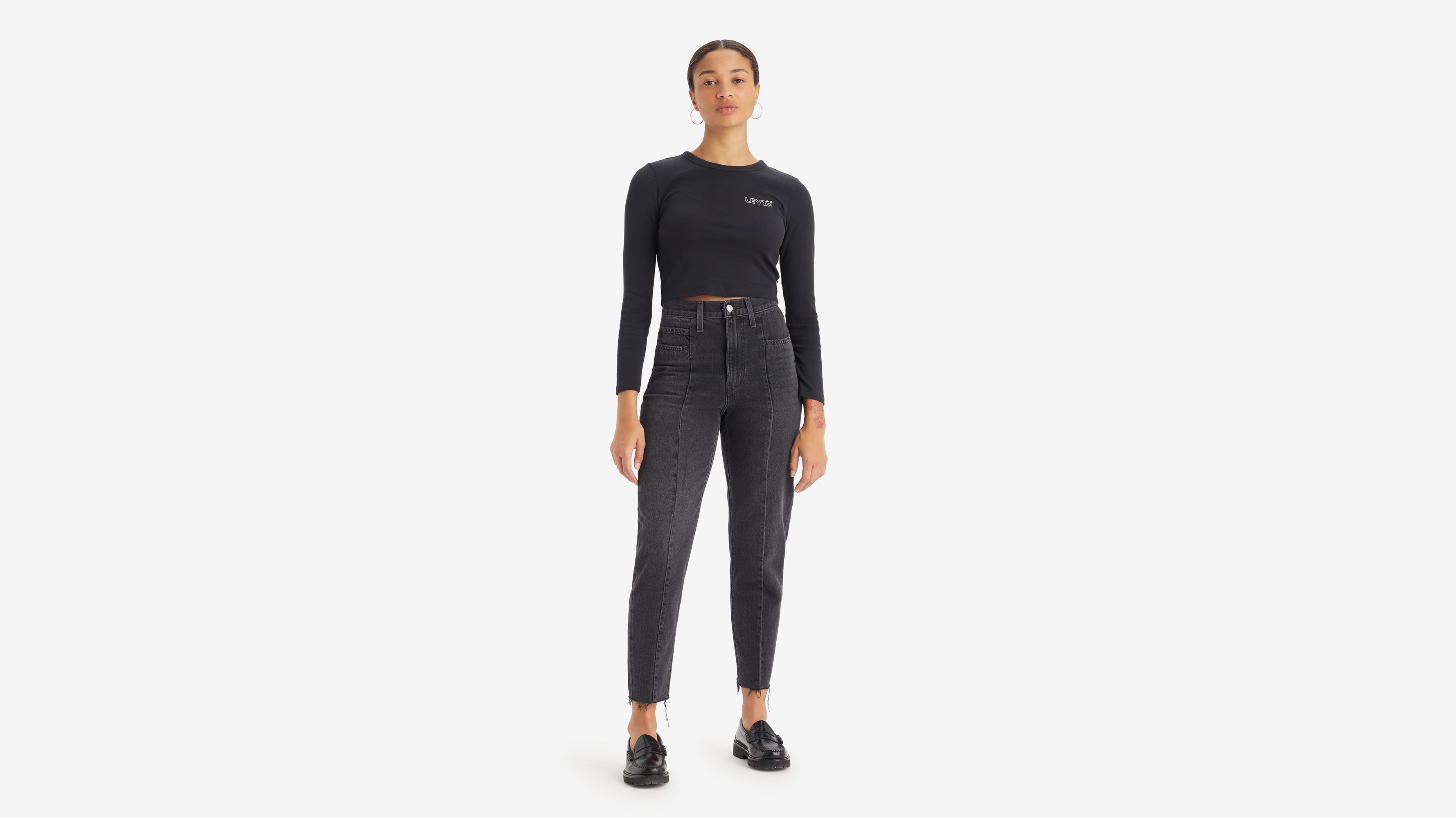 Jean Mom effiloché taille haute - Wandering Spirit - Noir