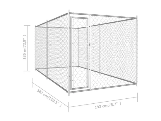 Chenil extérieur cage enclos 382 x 192 x 185 cm 02_0000350