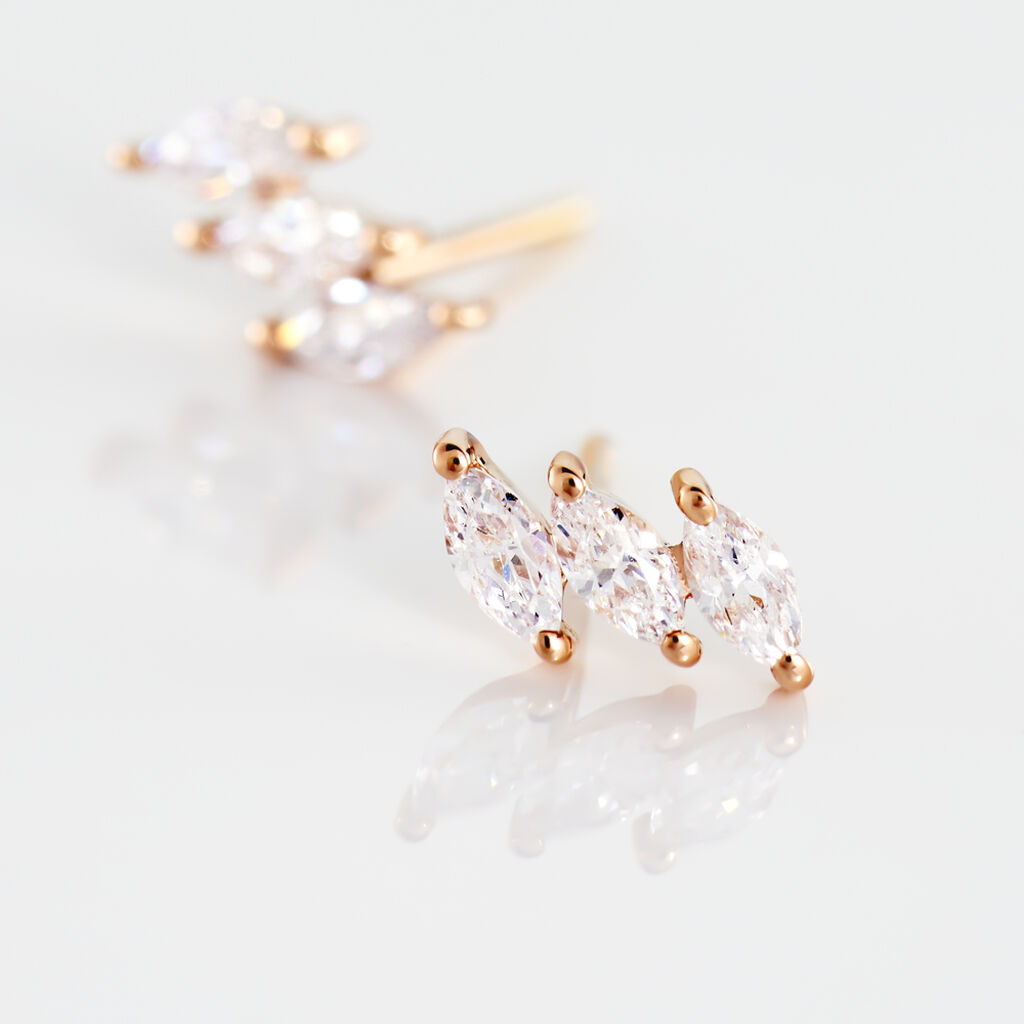 Boucles D'oreilles Puces Edma Or Rose Oxyde De Zirconium