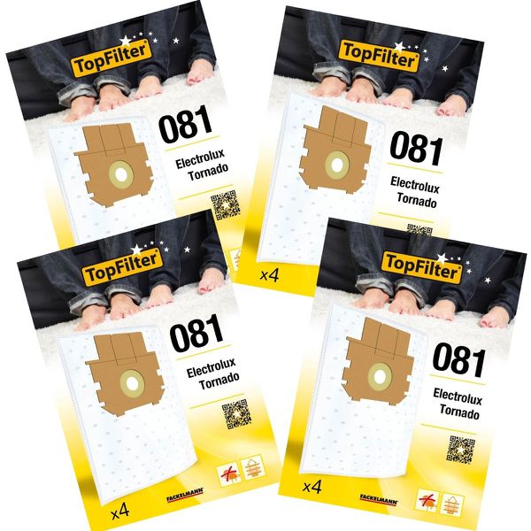 Lot de 4 packs de 4 sacs aspirateur 64081 Electrolux et Tornado Premiu