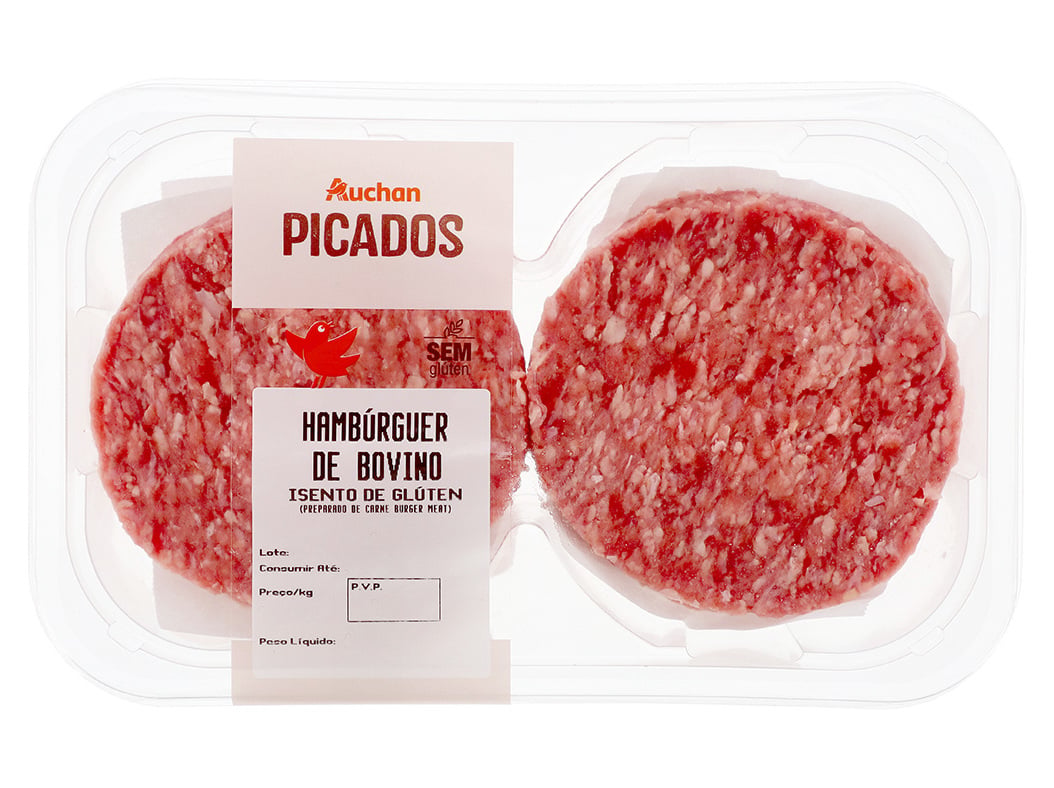HAMBURGUERES DE BOVINO SEM GLÚTEN AUCHAN 4*100GR