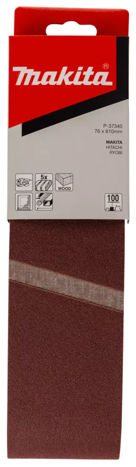 Makita P-37340 Schuurband Red - K100 - 76 x 610mm (5st)