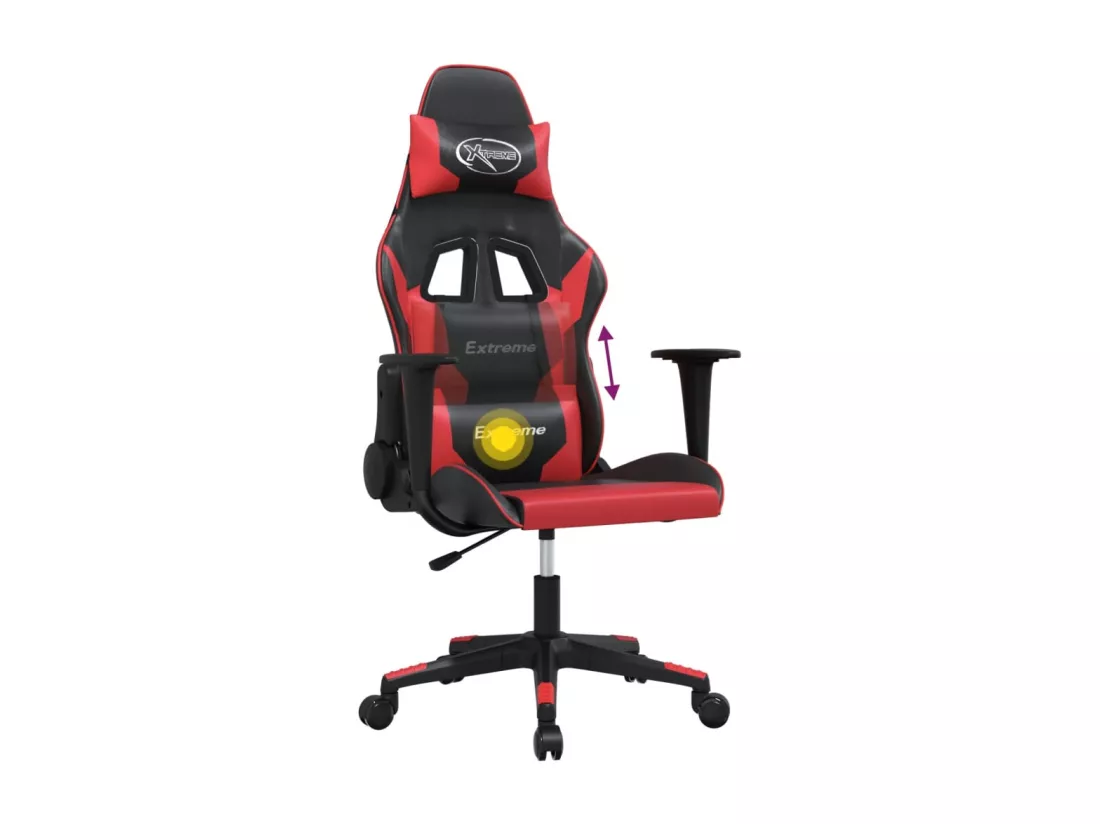 Chaise de jeu de massage Noir et rouge Similicuir