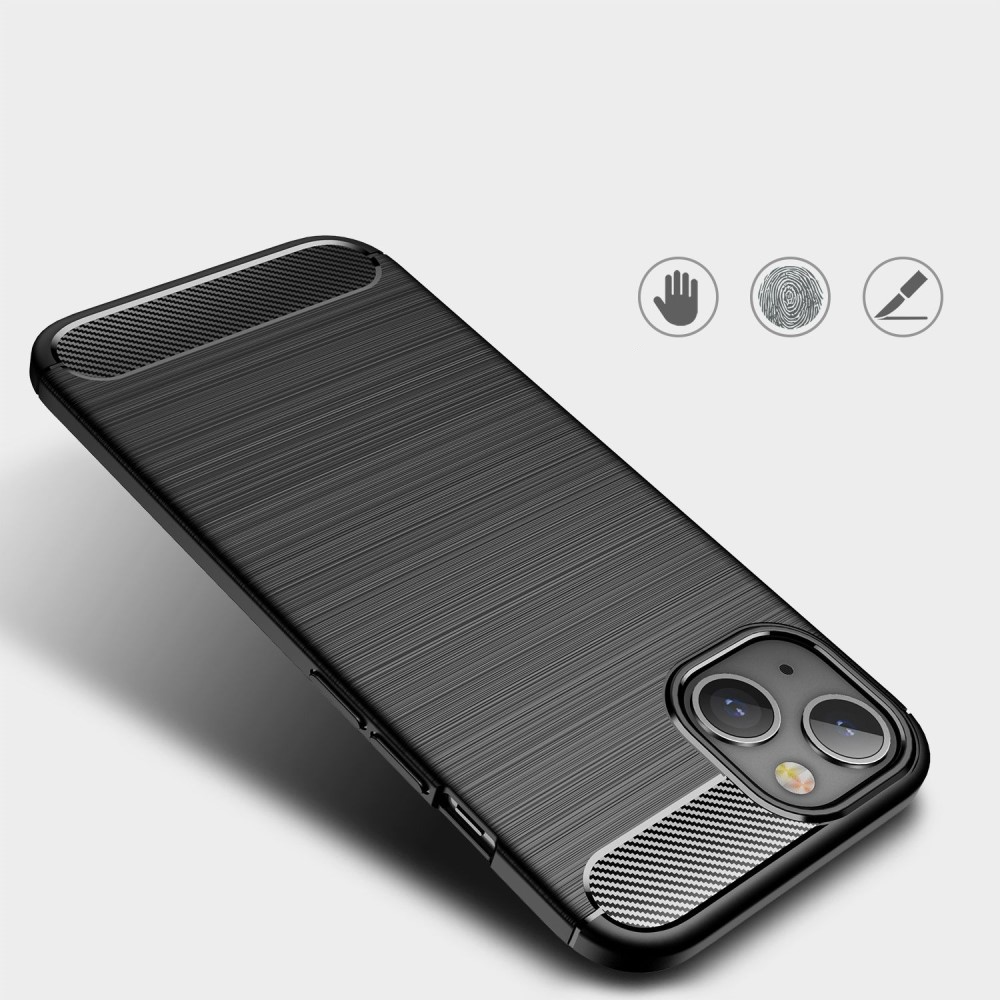 iPhone 14 Gummi Case Schutzhülle Carbon Look - Schwarz