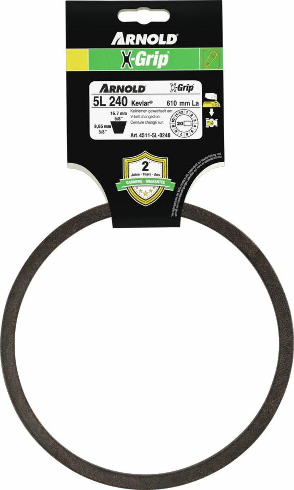 Courroie trapézoïdale x-grip v de type 5l240