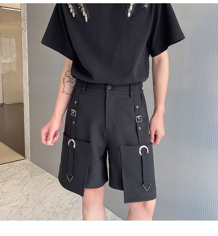 Freehop - Mid Rise Plain Cargo Shorts