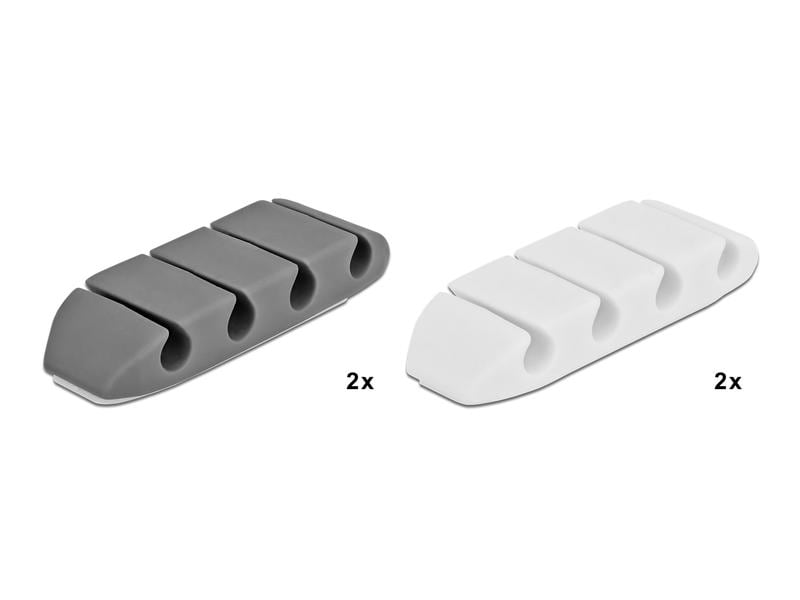 Delock Kabelhalter trapezförmig Set, mit 4 Durchführungen 4 Delock Kabelhalter mit 4 Durchführungen trapezförmig Set 4 Stück