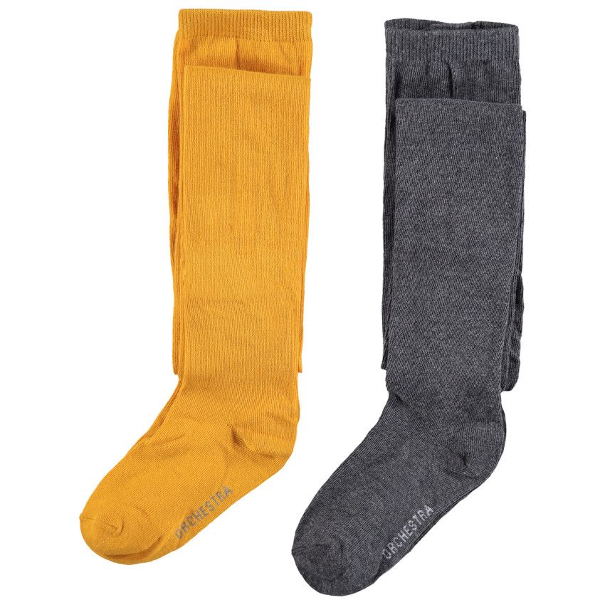 Lot de 2 collants épais unis - Jaune