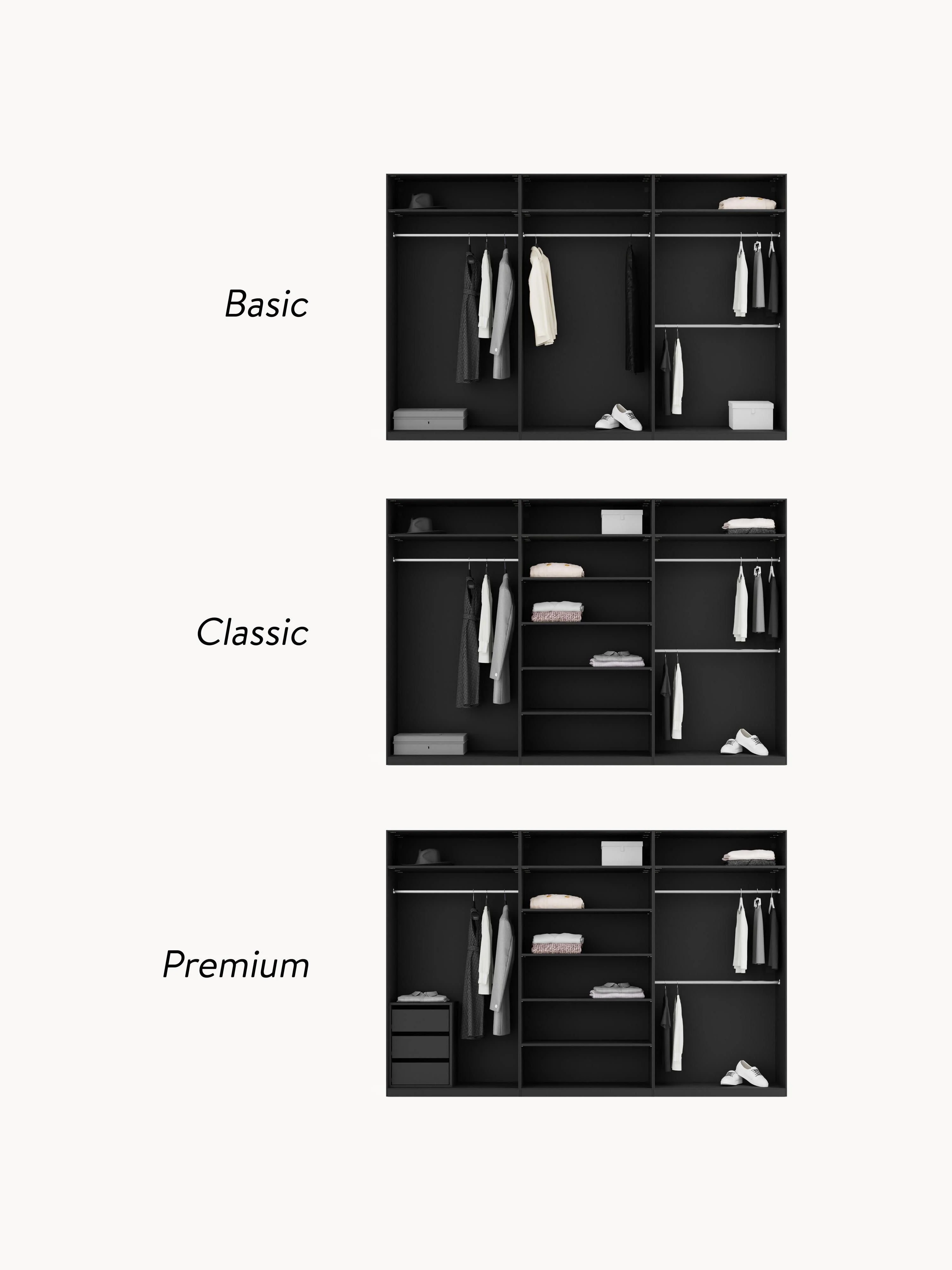 Modulaire draaideurkast Leon, 300 cm breed, diverse varianten