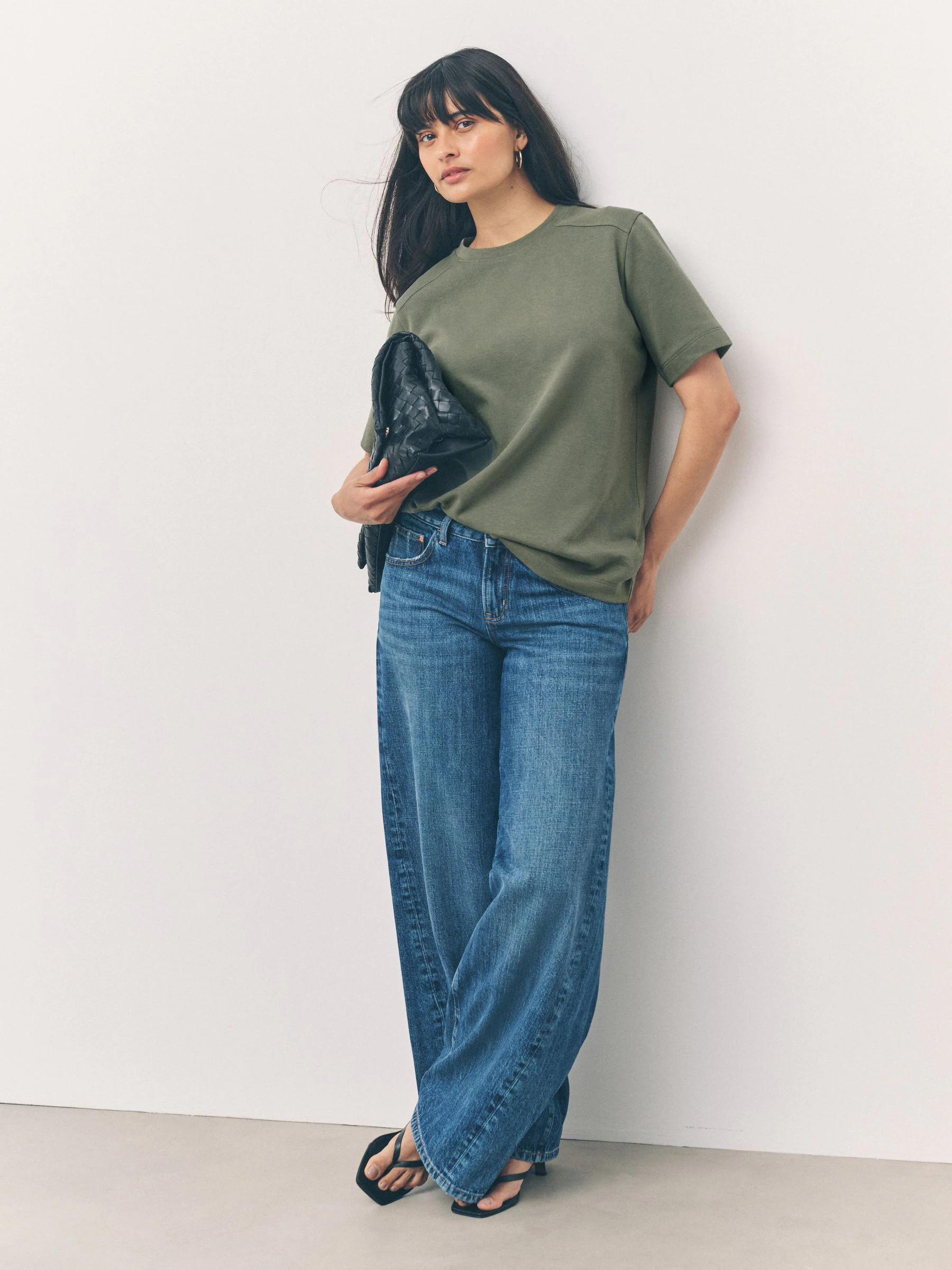 Kakigroen - Dik T-shirt met ronde hals en korte mouwen