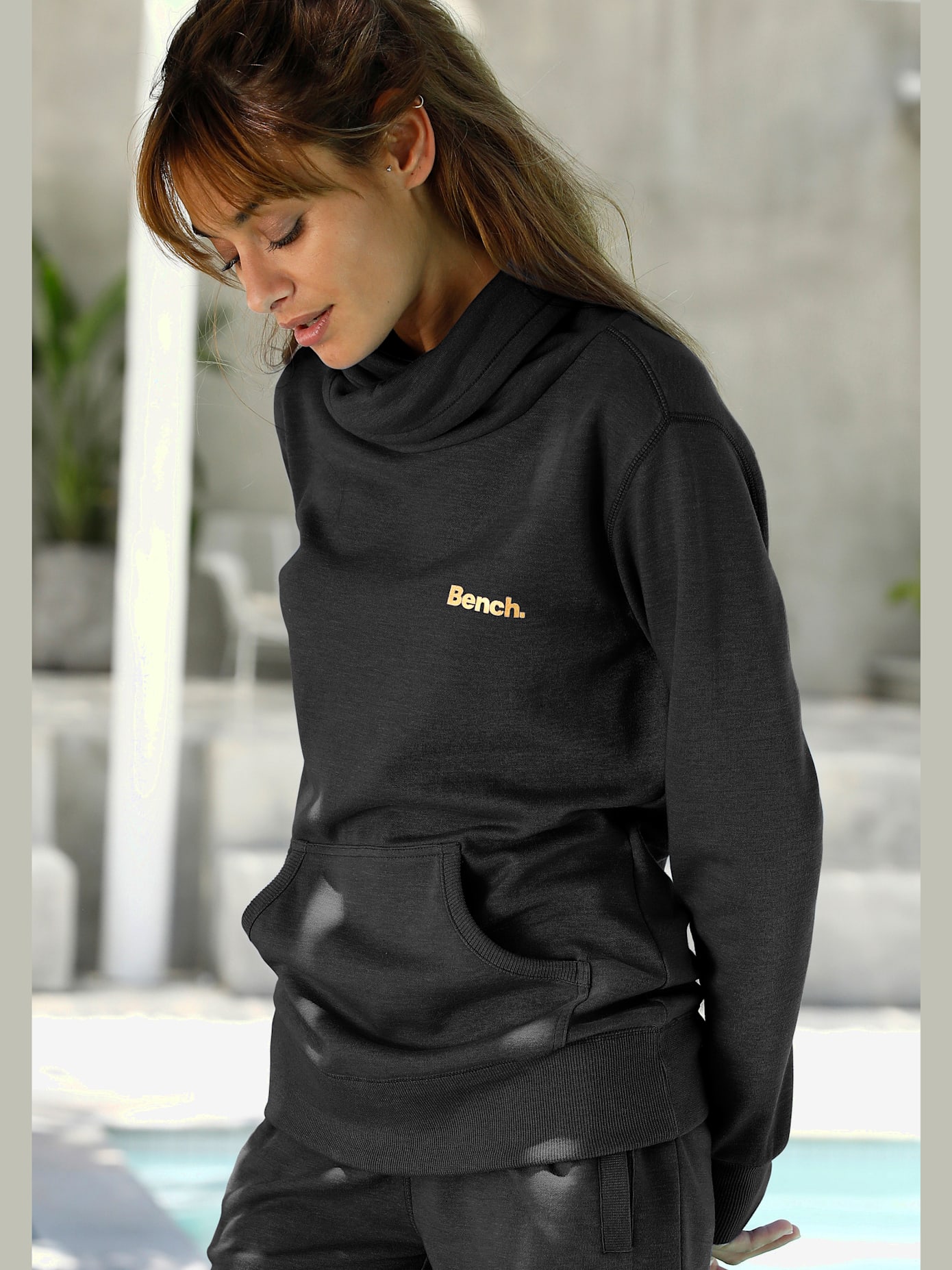 Sweatshirt long sweatshirt d'intérieur avec col à revers