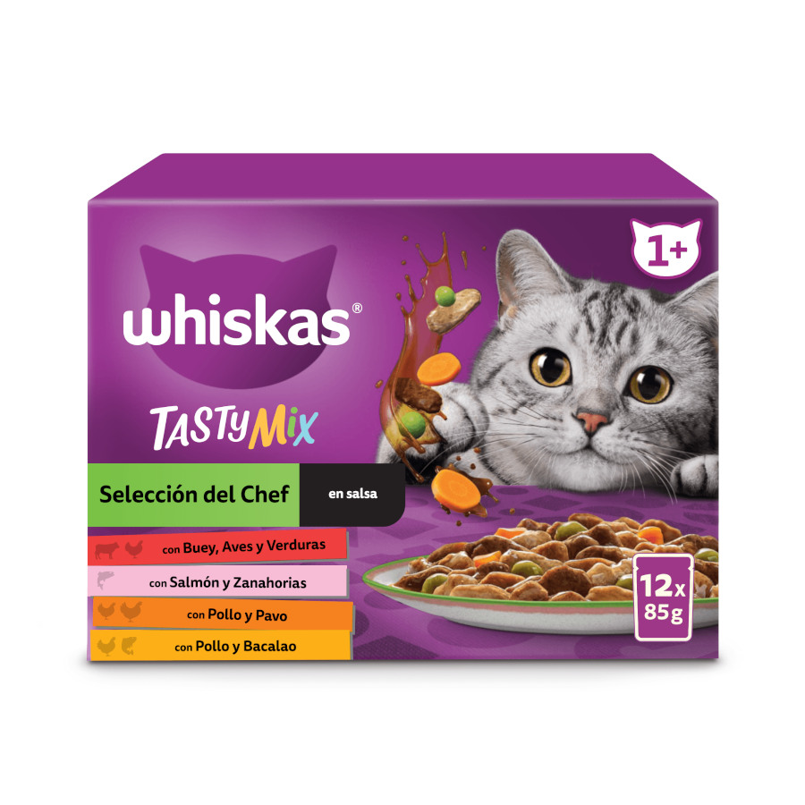 12 sachês x 85g Whiskas Tasty Mix Chef's Selection em molho para gatos